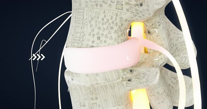Protrusion of intervertebral discs, formation of a spinal hernia, anatomy of the spine, joint, vertebrae, Meningocele