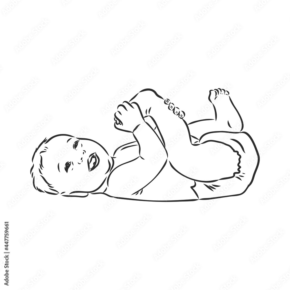 Wall mural baby figure. front, side and back view. beautiful body boy, character child, vector illustration