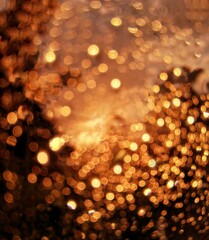 out of focus, blurred raindrops, golden glitter