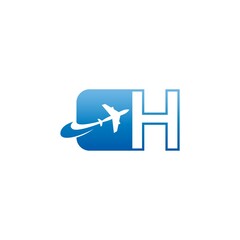 Letter H with plane logo icon design vector