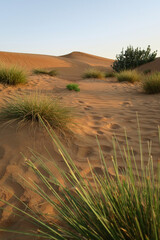 Sand dune desert at sunset