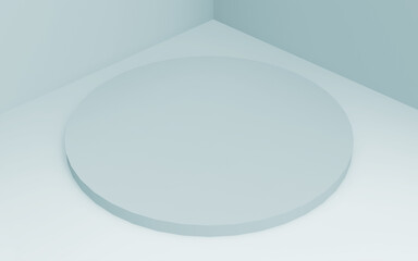 Abstract 3d  gray white colors cylinder podium minimal studio background.