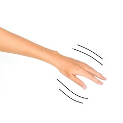 Shaking hand or essential tremor in Asian young man.