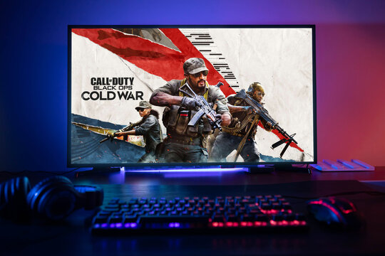 Curitiba, Paran&aacute;, Brazil - February 9, 2021: Call of Duty Cold War game on the PC. Selective focus