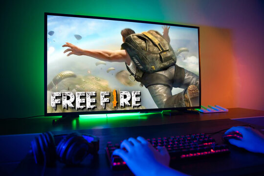 Curitiba, Paraná, Brazil - February 20, 2021: Free Fire Game On The PC. Selective Focus