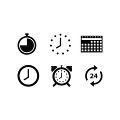 A set of wall clock and calendar vector illustrations for icons, timepiece symbols. time icon