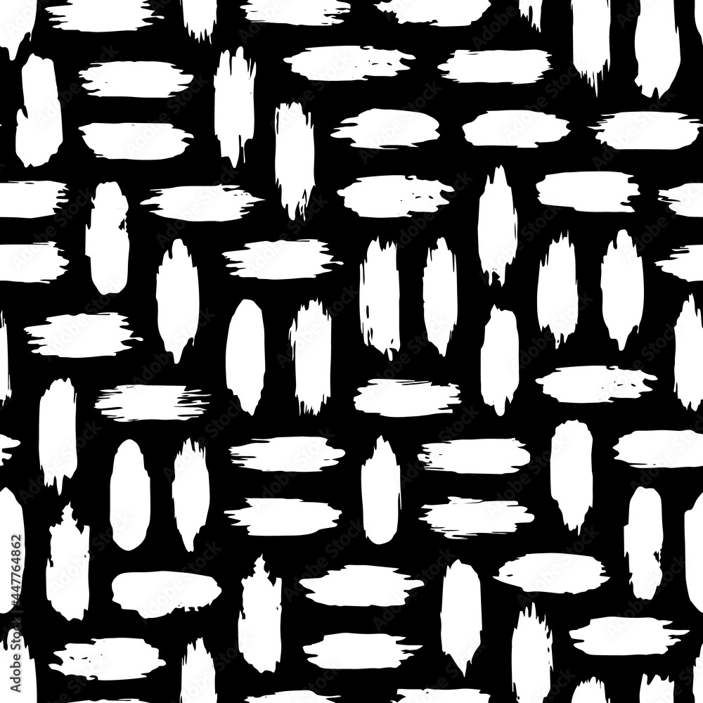 Poster brush grunge seamless pattern. stain hand drawn texture. abstract lines. checkered background. repea