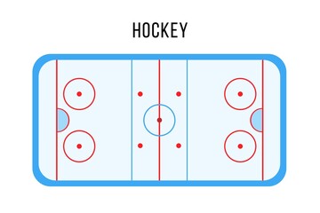 Sport ice Hokey rink, arena or court top view.