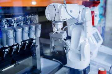 Automated production line, robot for working in industrial food factory