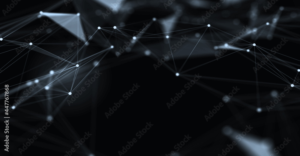 Poster abstract futuristic - technology with polygonal shapes on dark blue background. design digital techn