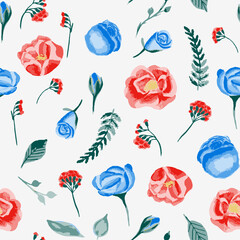 Beautiful seamless pattern in vintage style with flowers.