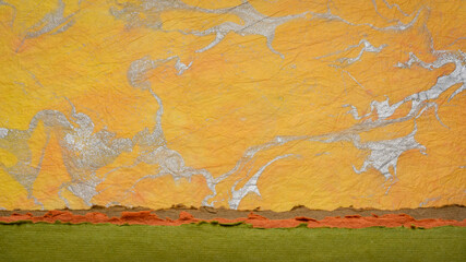 fantasy abstract landscape - a collection of colorful handmade marbled  and rag papers