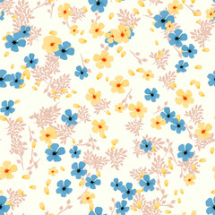 Elegant floral pattern in small flower. Liberty style. Floral seamless background for fashion prints. Ditsy print. Seamless vector texture. Spring bouquet.