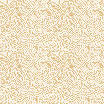 Curved geometric vector pattern. Yellow, gold curved serpentine lines. Abstract brain shapes background texture.