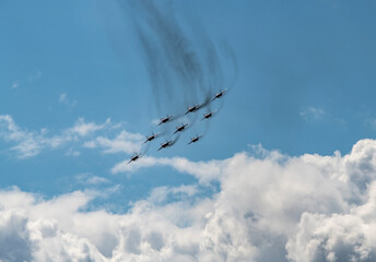  demonstration group flights of modern combat aircraft at the MAKS-21 aerospace show in Zhukovsky on July 24, 2021