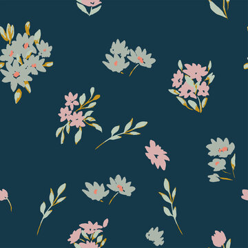 Trendy Seamless Floral Pattern In Vector. ideal for calico fabric design