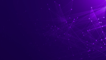 Fototapeta premium Abstract purple violet polygon tech network with connect technology background. Abstract dots and lines texture background. 3d rendering.