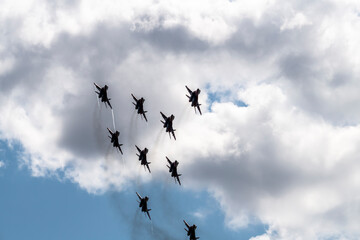  demonstration group flights of modern combat aircraft at the MAKS-21 aerospace show in Zhukovsky...