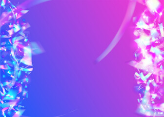 Iridescent Glitter. Bright Foil. Violet Retro Tinsel. Transparent Glare. Glitch Background. Digital Art. Metal Prism. Disco Realistic Gradient. Purple Iridescent Glitter