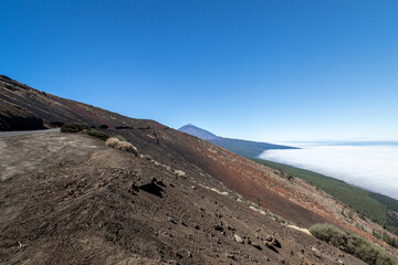 Landscape. view of El Teide over a sea of ​​clouds. Tenerife. Canary Islands  