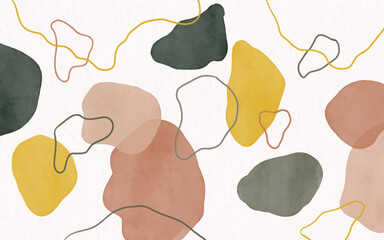 Watercolor art background vector. Wallpaper design with paint brush. Earth tone blue, pink, beige watercolor Illustration for prints, wall art, cover and invitation cards.