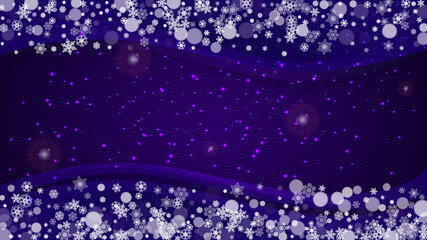 Xmas theme sales with ultra violet snowflakes. New Year backdrop. Snow frame for flyer, gift card, party invite, retail offer and ad. Christmas trendy background. Holiday frosty banner for xmas theme