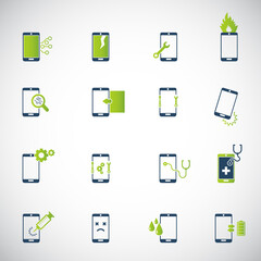 Smartphone repair icon set. Vector illustration	