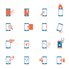 Smartphone repair icon set. Vector illustration	