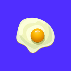 Vector Fried Egg Illustration, Cartoon Colorful Egg, Breakfast Background.
