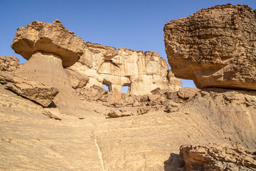 Fototapeta na wymiar Abstract Rock formation at plateau Ennedi, Chad, Africa