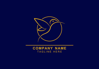 abstract bird logo in circle outline style