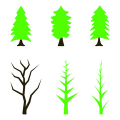 pine trees and other green trees set with branches of trees 