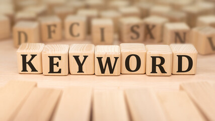 Text KEYWORD on wooden blocks. Business concept.