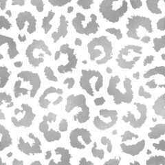 Leopard seamless pattern. Silver animals print. Repeating pattern skin leopard, cheetah, panther or jaguar. Repeated spot background. Texture wild animal skin. Spots wildlife design for prints. Vector