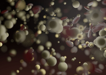 Abstract 3d rendering of spheres. Floating particles in space.