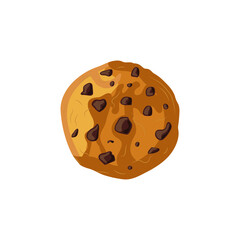 Vector Chocolate Chip Cookie isolated on White Background, Illustration Template, Circle Cookie.
