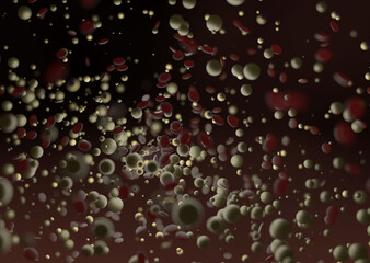 Blood Stream Render. Abstract 3d rendering of spheres. Floating particles in space.