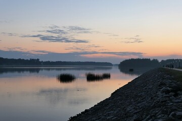 sunset over the river