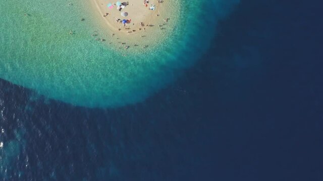 Aerial scene of Zlatni rat beach on Brač island, Croatia