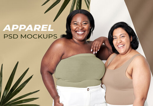 Curvy Women with Outfit Mockup Apparel
