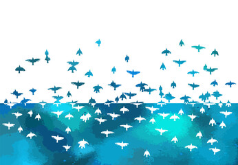 A flock of blue birds. Vector illustration
