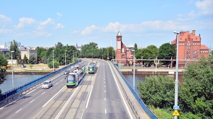  View of river and industrials buildings of harbor.