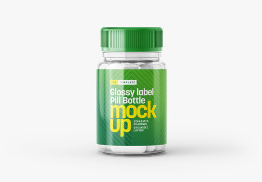 Transparent Pill Bottle Mockup