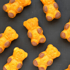 Homemade Sweet Cookies on a black surface, top view. From above, flat lay, overhead.