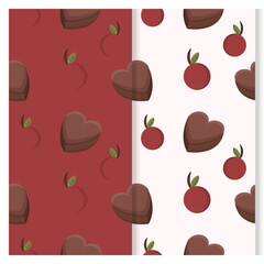 seamless pattern with red cherries and chocolates