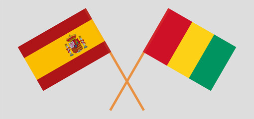 Crossed flags of Spain and Guinea. Official colors. Correct proportion