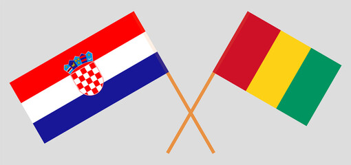 Crossed flags of Croatia and Guinea. Official colors. Correct proportion