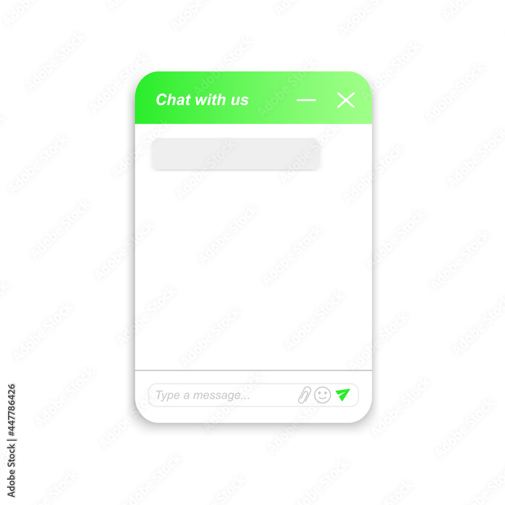 Wall mural chatbot window mockup. life chat form. virtual assistant bot layout. online customer support convers