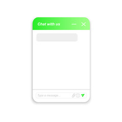 Chatbot window mockup. Life chat form. Virtual assistant bot layout. Online customer support conversation template. Mobile messenger app design. Vector illustration.