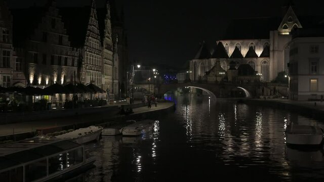 Gent, Ghent At Night, Belgium
